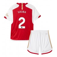 Arsenal William Saliba #2 Heimtrikotsatz Kinder 2023-24 Kurzarm (+ Kurze Hosen)